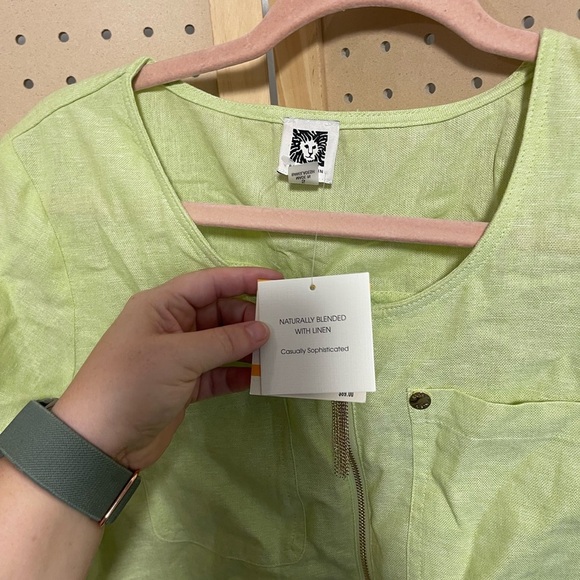 NWT Anne Klein naturally blended with Linen light green top size small - Picture 5 of 11